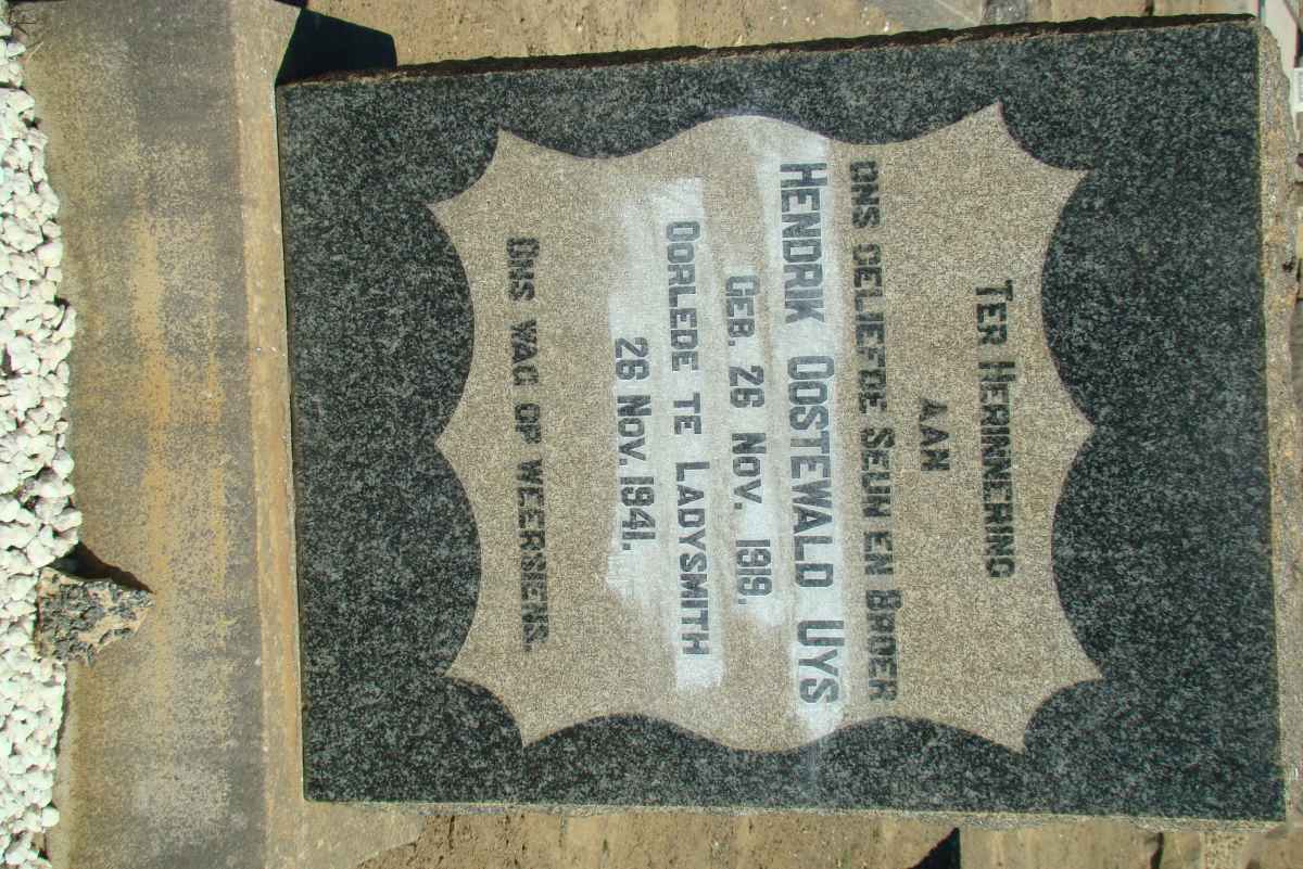 UYS Hendrik Oostewald 1919-1941