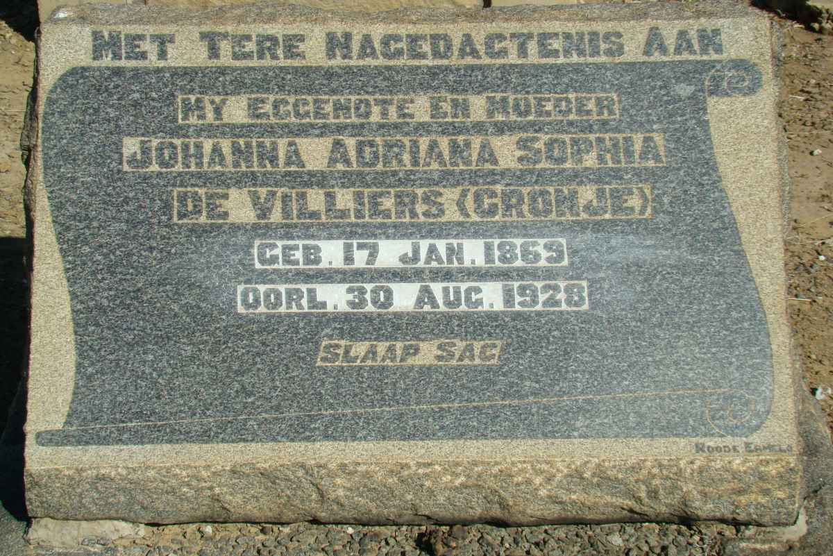 VILLIERS Johanna Adriana Sophia, de nee CRONJE 1869-1928