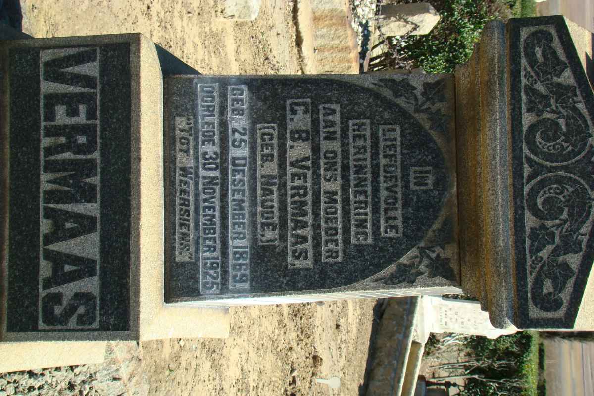 VERMAAS G.B. nee NAUDE 1869-1925