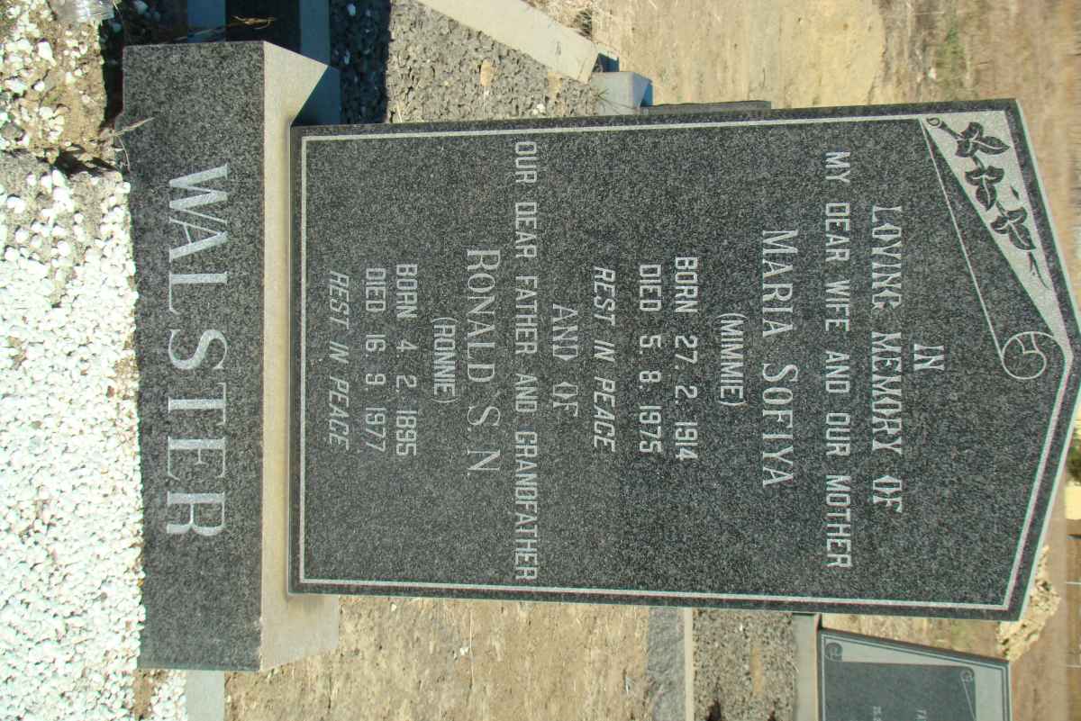 WALSTER Ronald S.N. 1895-1977 &amp; Maria Sofiya 1914-1975