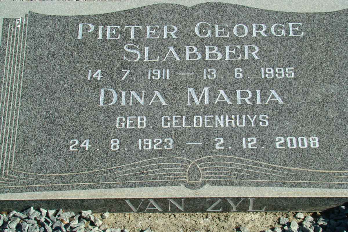 ZYL Pieter George Slabber, van 1911-1995 &amp; Dina Maria GELDENHUYS 1923-2008