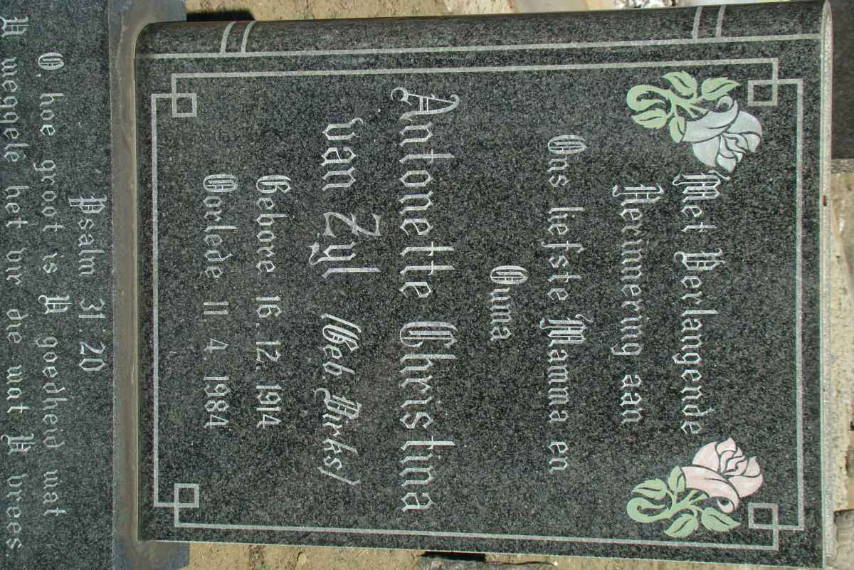 ZYL Antonette Christina, van nee DIRKS 1914-1984