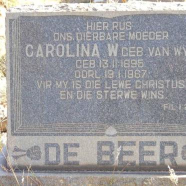 BEER Carolina W., de nee VAN WYK 1895-1967
