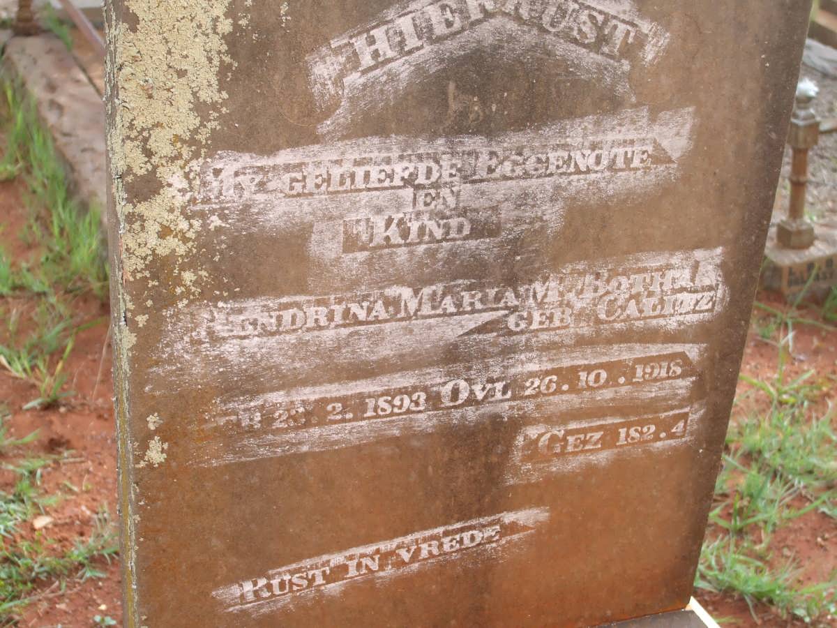 BOTHA Hendrina Maria M. nee CALITZ 1893-1918