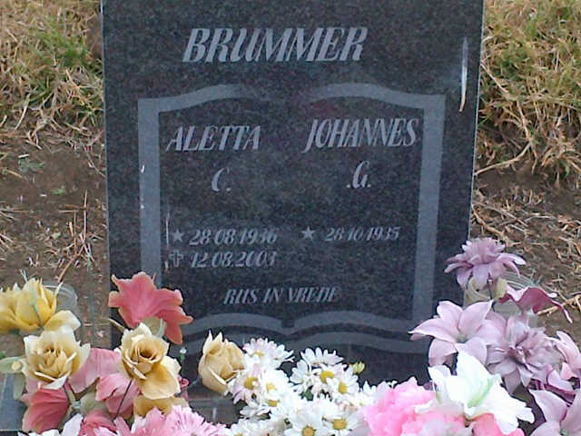 BRUMMER Johannes G. 1935- &amp; Aletta C. 1936-2003