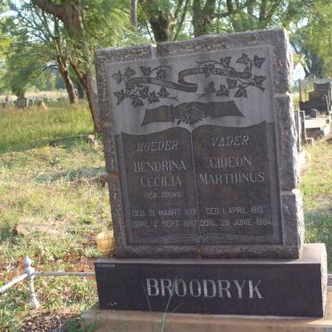 BROODRYK Gideon Marthinus 1881-1964 &amp; Hendrina Cecilia GOUWS 1891-1957