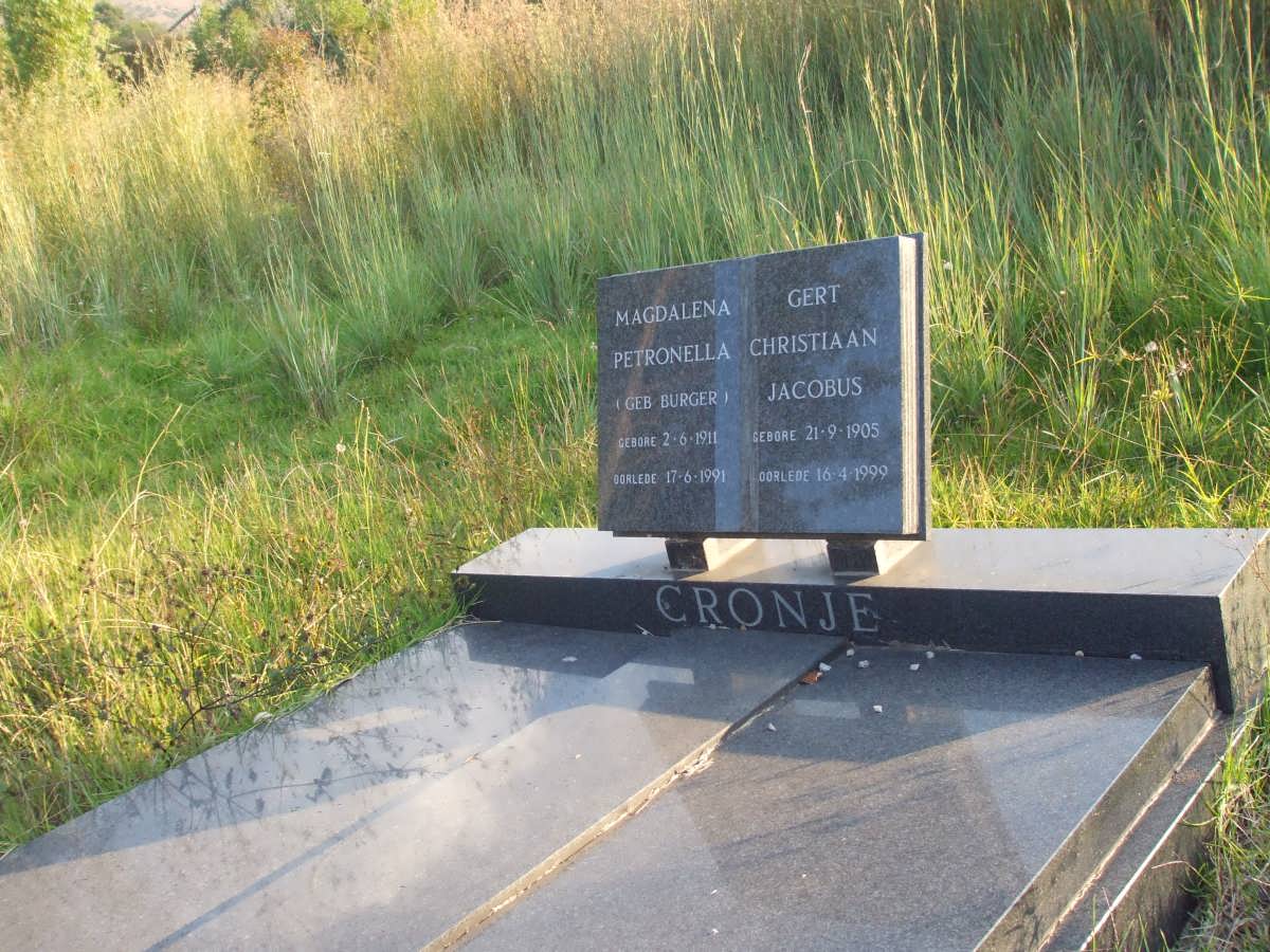 CRONJE Gert Christiaan Jacobus 1905-1999 &amp; Magdalena Petronella BURGER 1911-1991