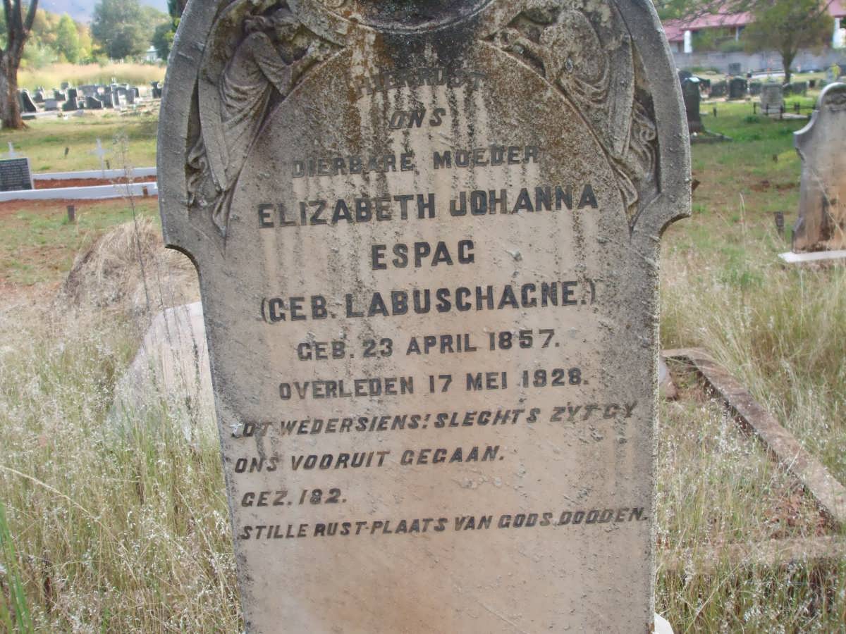 ESPAG Elizabeth Johanna nee LABUSCHAGNE 1857-1928