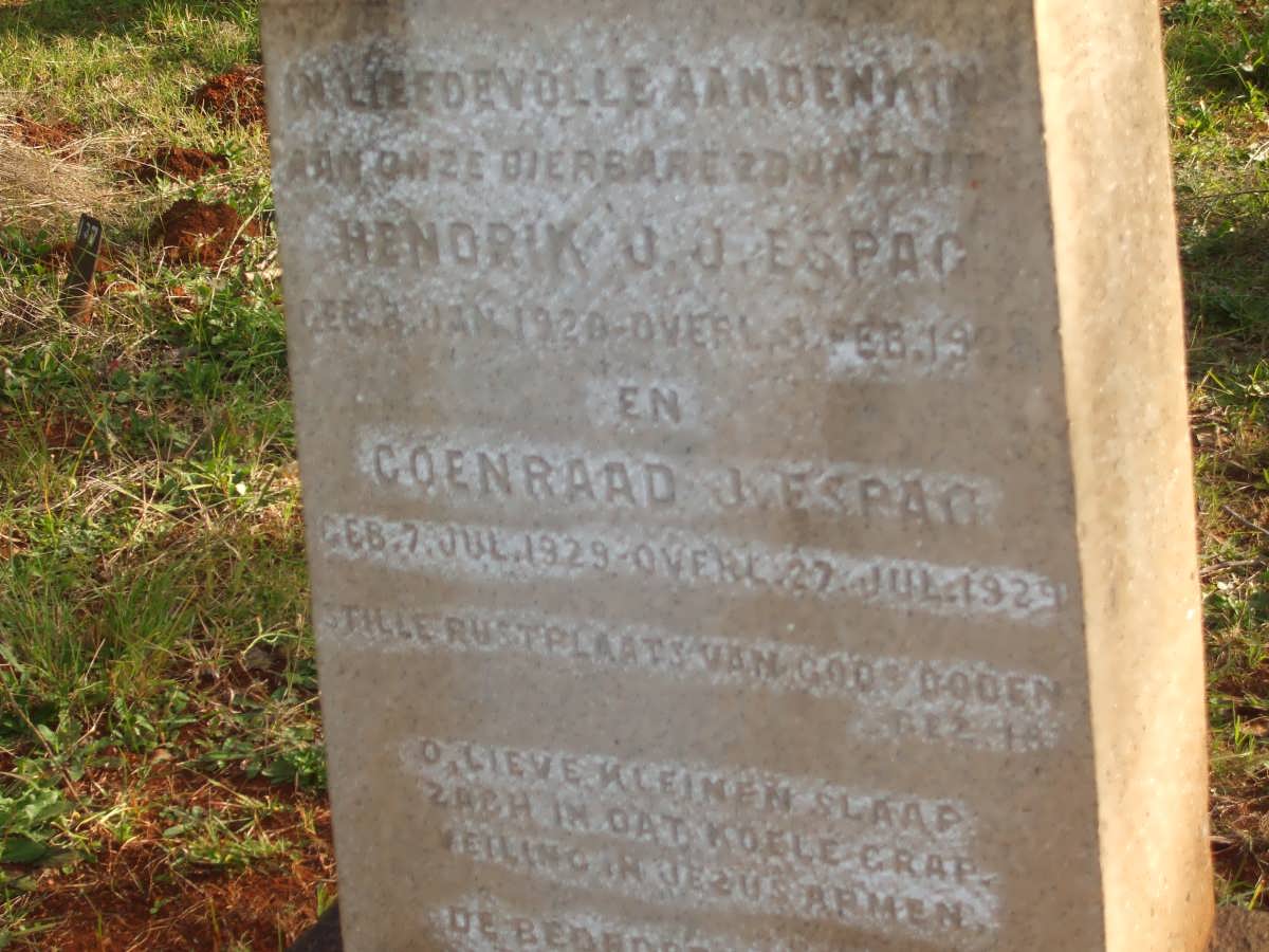 ESPAG Hendrik J.J. 1928-19?? :: ESPAG Coenraad J. 1929-1929