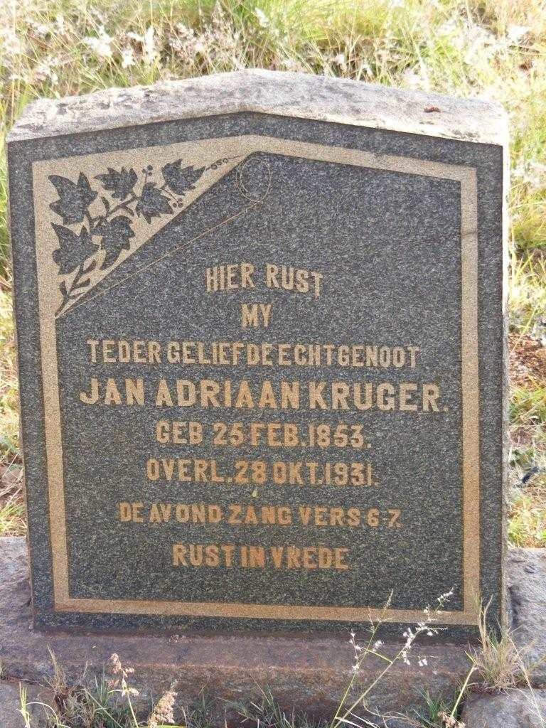 KRUGER Jan Adriaan 1853-1931