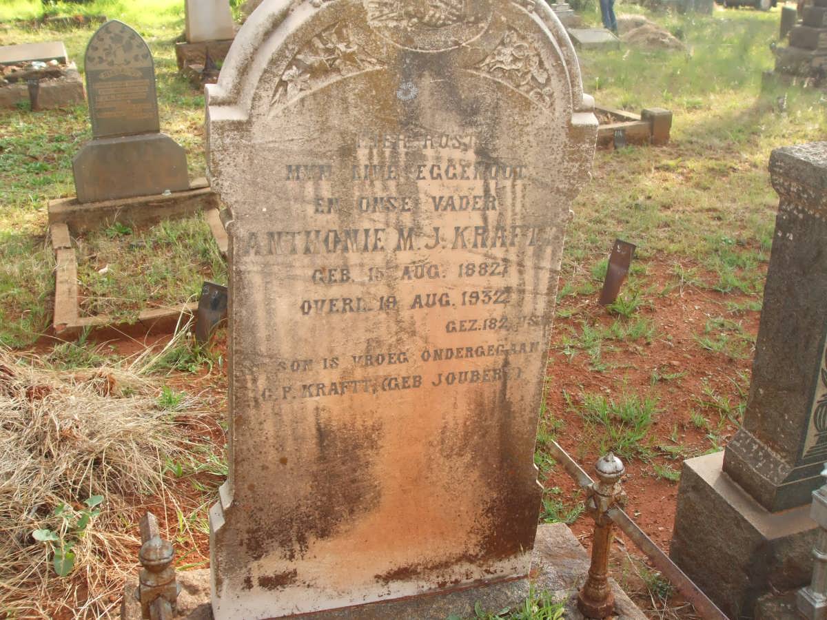 KRAFTT Anthonie M.J. 1882-1932 &amp; G.P. KRAFTT nee JOUBERT