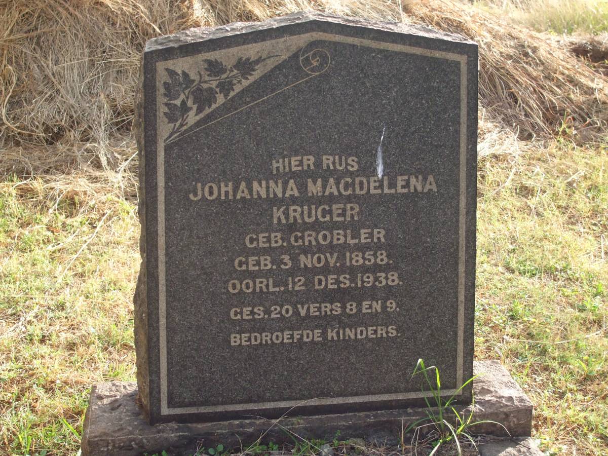 KRUGER Johanna Magdelena nee GROBLER 1858-1938