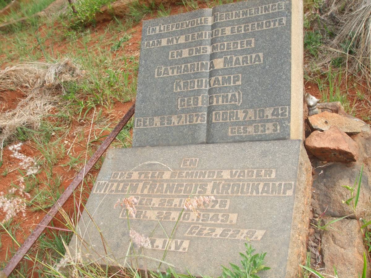 KROUKAMP Willem Francois 1876-1943 &amp; Catharina Maria  BOTHA 1875-1942