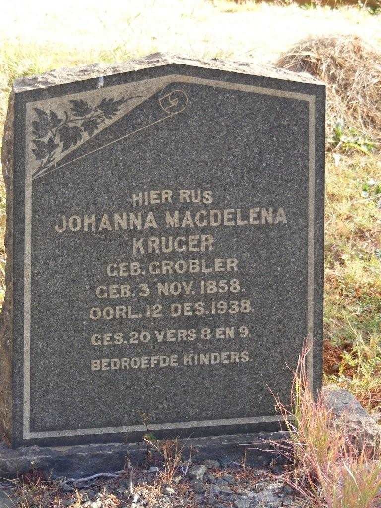 KRUGER Johanna Magdalena nee GROBLER 1858-1938