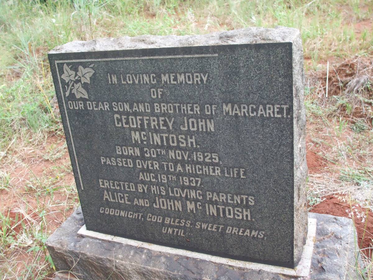 McINTOSH Geoffrey John 1925-1937