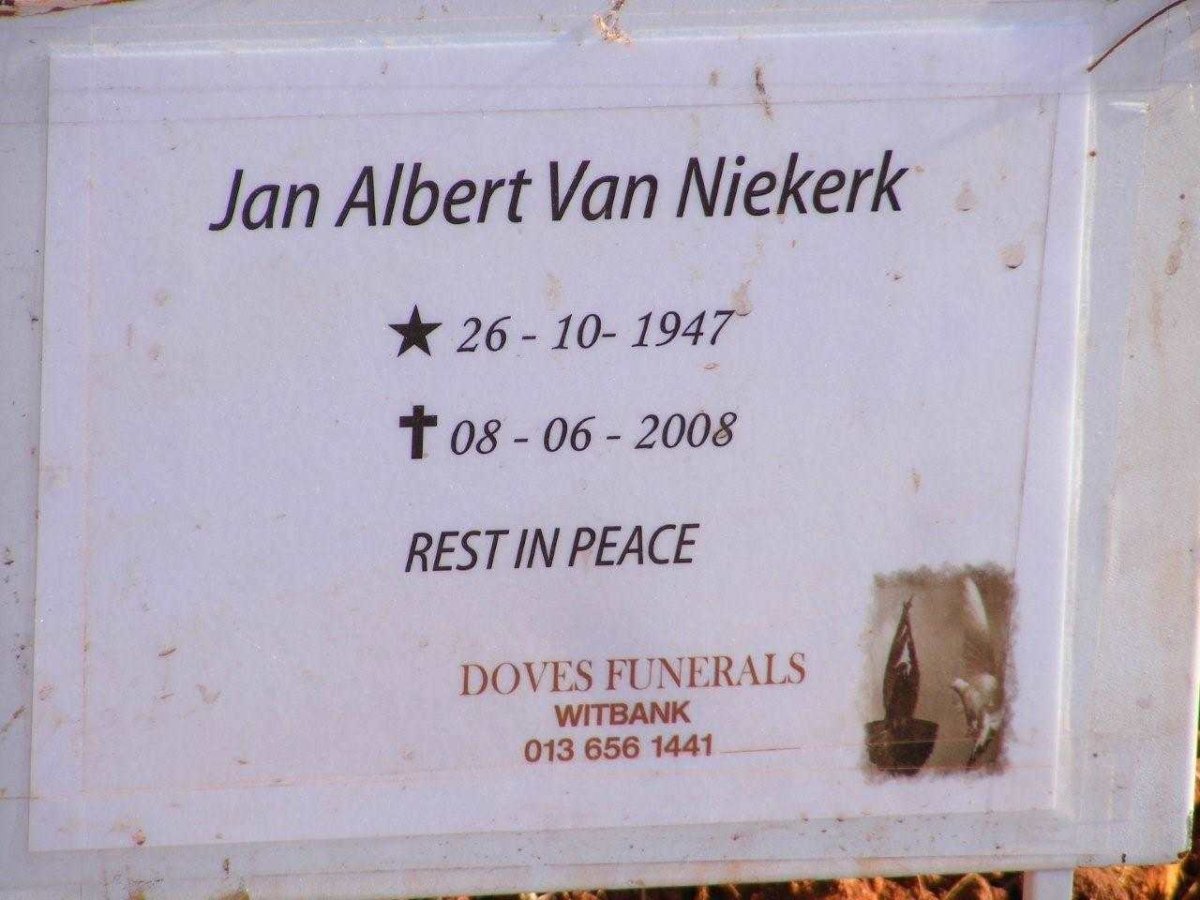 NIEKERK Jan Albert, van 1947-2008