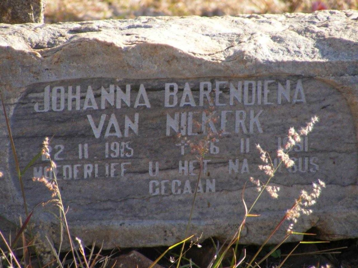 NIEKERK Johanna Barendina, van 1915-1991