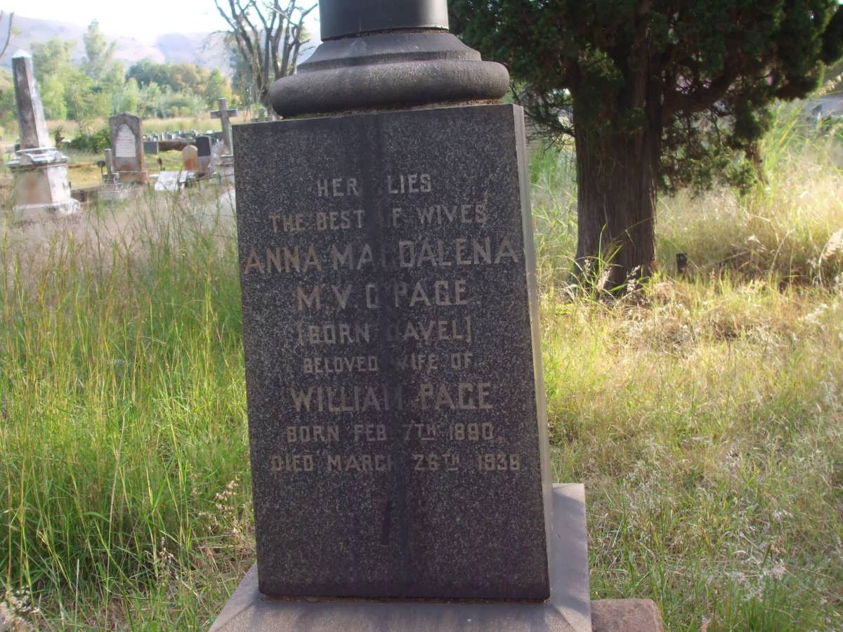 PACE Anna Magdalena M.V.C. nee DAVEL 1890-1936