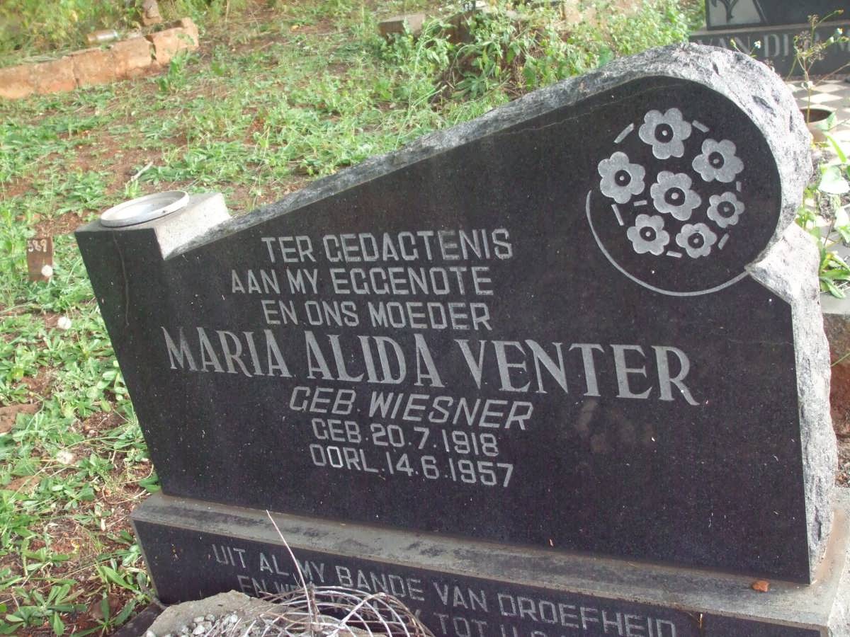 VENTER Maria Alida nee WIESNER 1918-1957