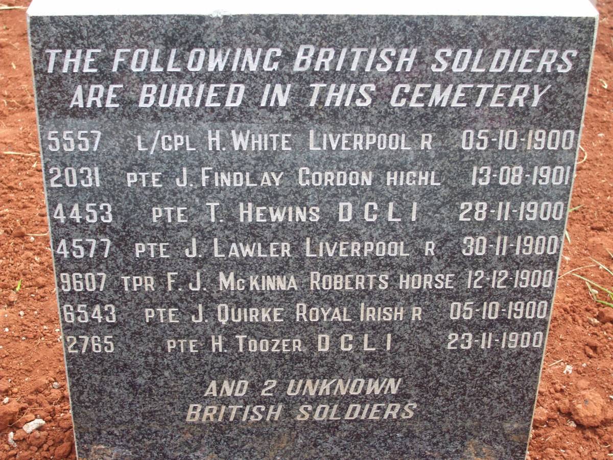 British Soldiers buried at Waterval-Boven