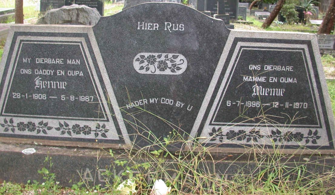 ACKERMAN Hennie 1906-1967 &amp; Miemie 1896-1970