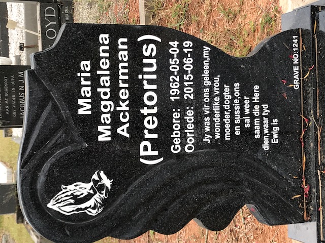 ACKERMAN Maria Magdalena nee PRETORIUS 1962-2015