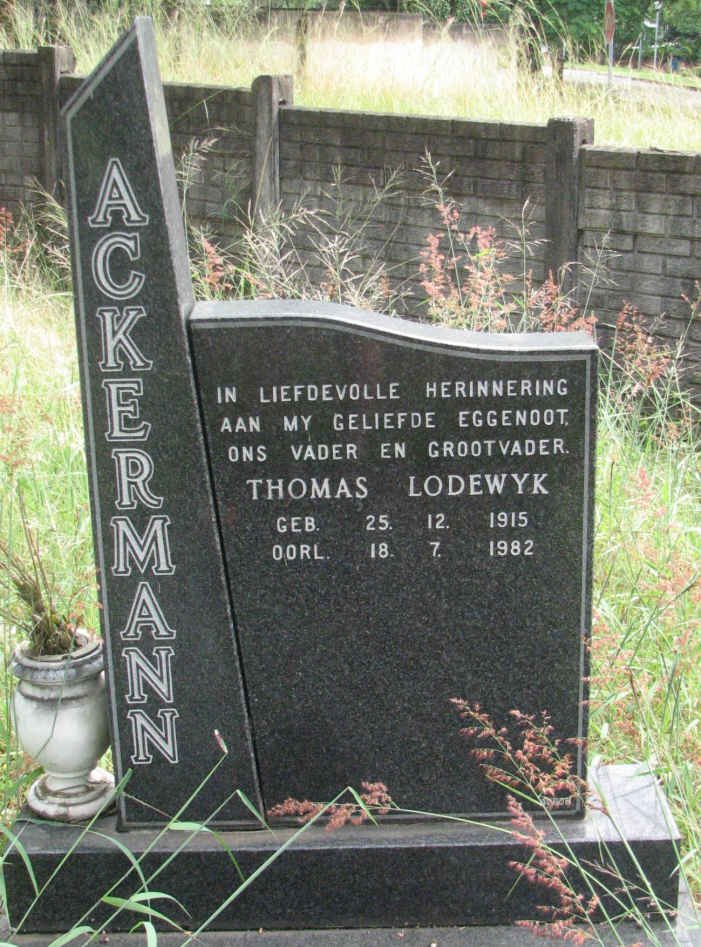 ACKERMANN Thomas Lodewyk 1915-1982