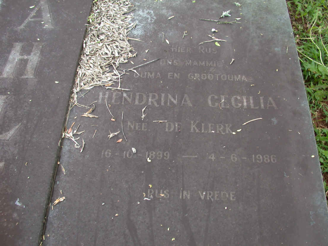 AHLERS Hendrina Cecilia nee DE KLERK 1899-1986
