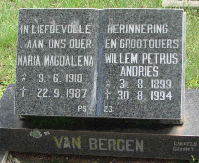 BERGEN Willem Petrus Andries, van 1899-1994 &amp; Maria Magdalena 1910-1987
