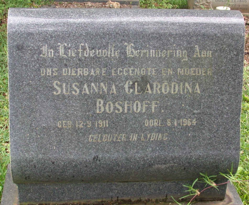 BOSHOFF Susanna Clarodina 1911-1964