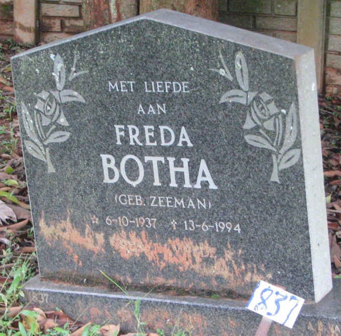 BOTHA Freda nee ZEEMAN 1937-1994