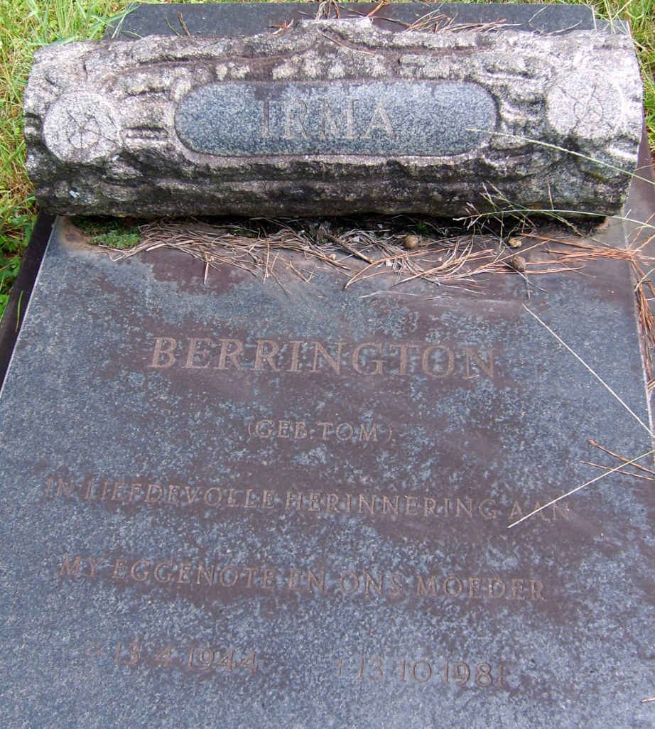 BERRINGTON Irma nee TOM 1944-1981