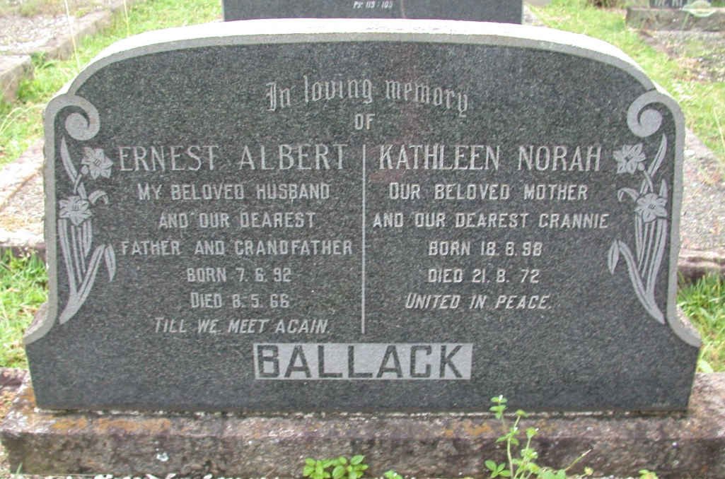 BALLACK Ernest Albert 1892-1966 &amp; Kathleen Norah 1898-1972