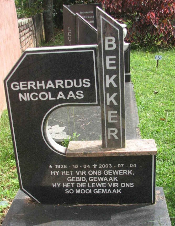 BEKKER Gerhardus Nicolaas 1928-2003
