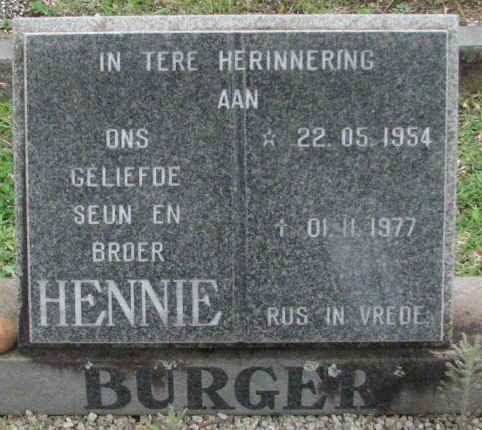 BURGER Hennie 1954-1977
