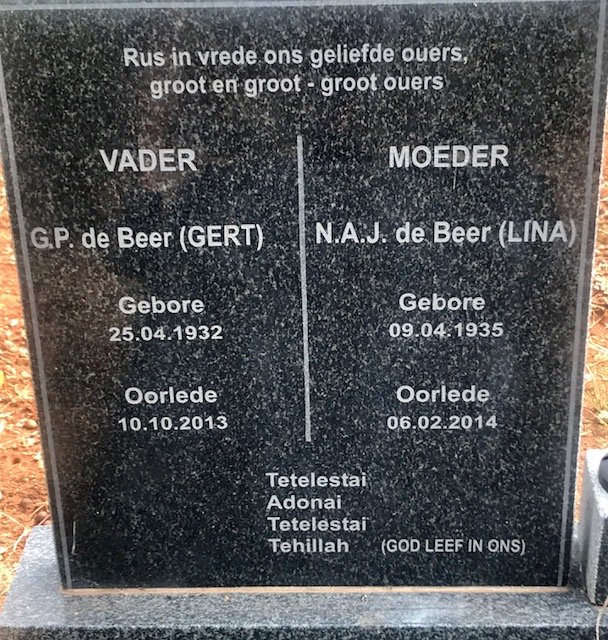 BEER G.P., de 1932-2013 &amp; N.A.J. 1935-2014