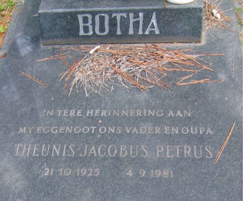 BOTHA Theunis Jacobus Petrus 1925-1981