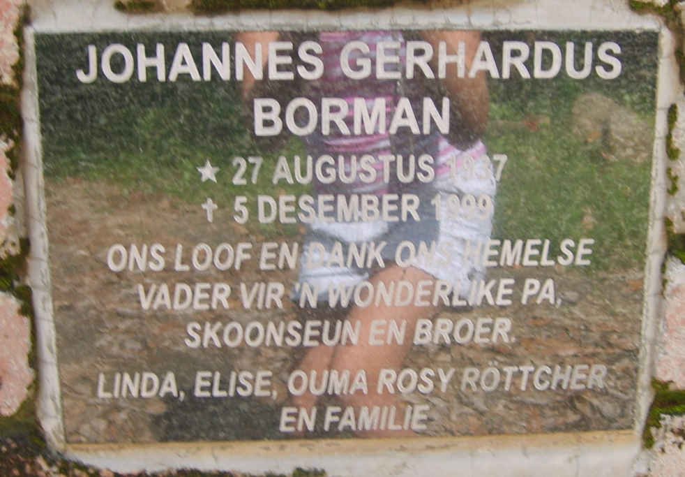 BORMAN Johannes Gerhardus 1937-1999
