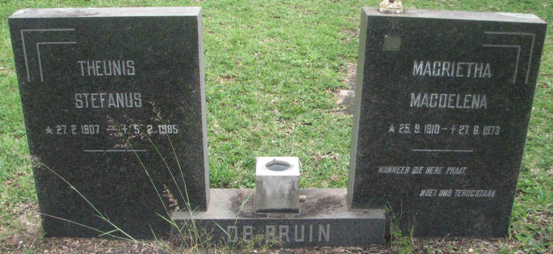 BRUIN Theunis Stefanus, de 1907-1985 &amp; Magrietha Magdelena 1910-1973