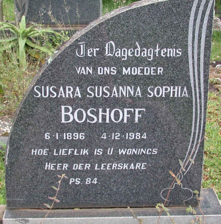 BOSHOFF Susara Susanna Sophia 1896-1984