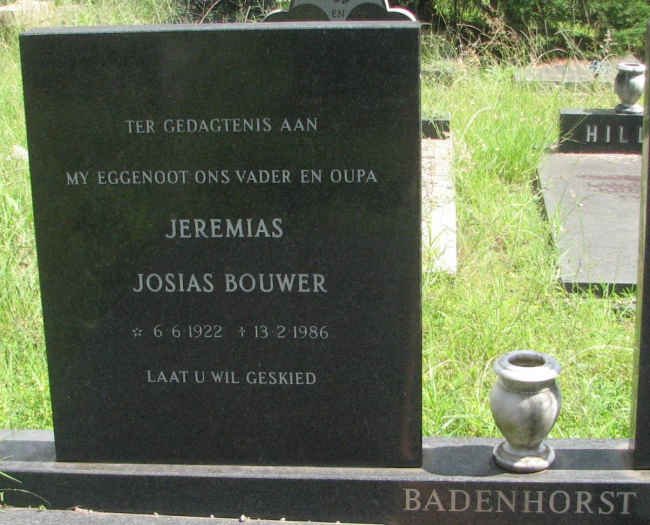 BADENHORST Jeremias Josias Bouwer 1922-1986