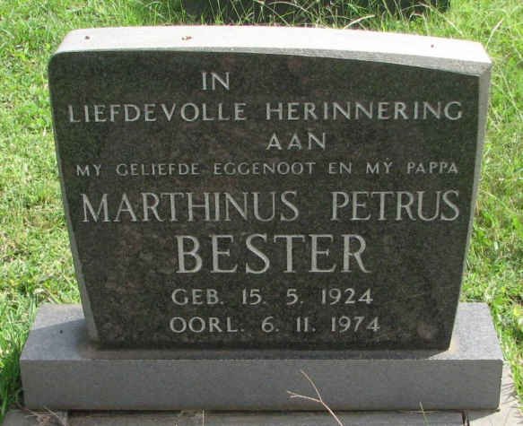 BESTER Marthinus Petrus 1924-1974
