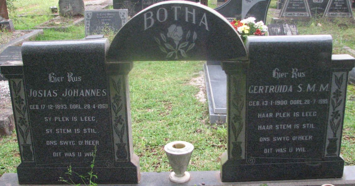 BOTHA Josias Johannes 1893-1968 &amp; Gertruida S.M.M. 1900-1995