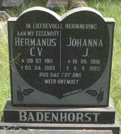 BADENHORST Hermanus C.V. 1911-1985 &amp; Johanna J. 1918-1993