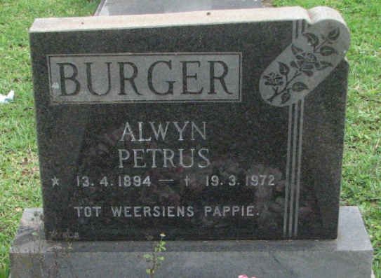BURGER Alwyn Petrus 1894-1972