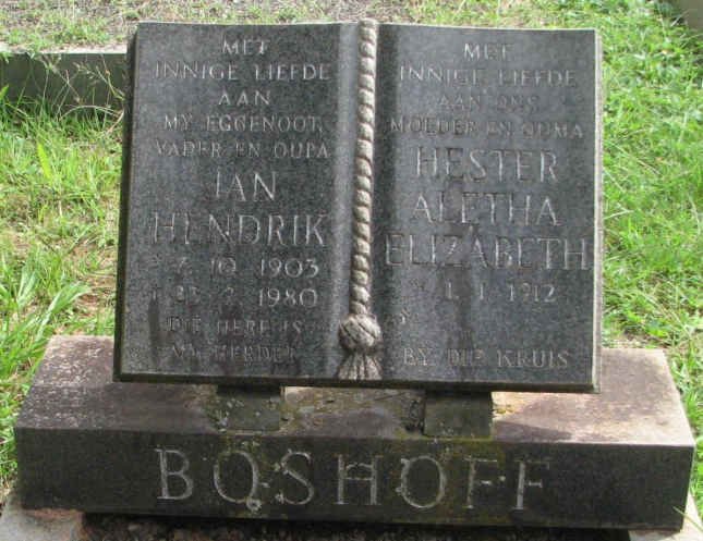 BOSHOFF Jan Hendrik 1903-1980 &amp; Hester Aletha Elizabeth 1912-