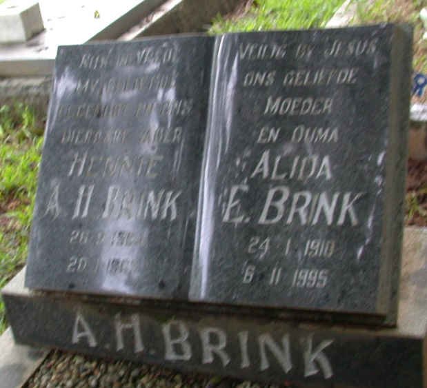 BRINK A.H. ?- &amp; Alida E. 1910-1995