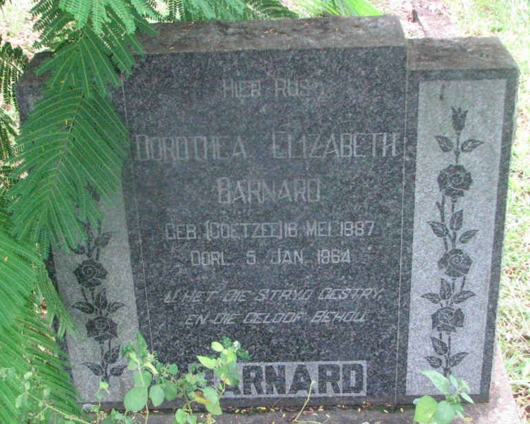 BARNARD Dorothea Elizabeth nee COETZEE 1887-1964