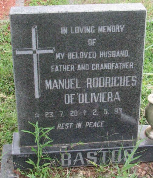 BASTOS Mauel Rodrigues De’Oliviera 1920-1993