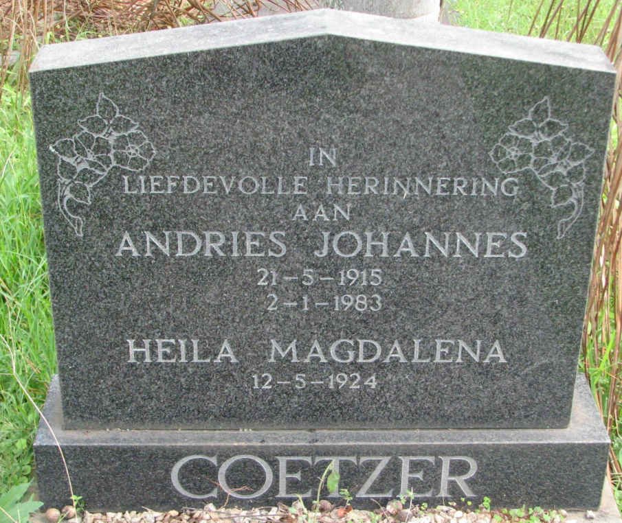 COETZER Andries Johannes 1915-1983 &amp; Heila Magdalena 1924-